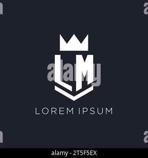 LM logo with shield and crown, initial monogram logo design ideas Stock Vector