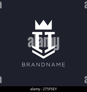 II logo with shield and crown, initial monogram logo design ideas Stock Vector