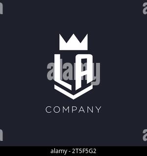 LA logo with shield and crown, initial monogram logo design ideas Stock Vector