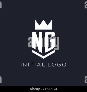 NG logo with shield and crown, initial monogram logo design ideas Stock Vector