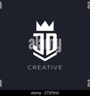 JD logo with shield and crown, initial monogram logo design ideas Stock Vector