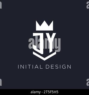 JY logo with shield and crown, initial monogram logo design ideas Stock Vector