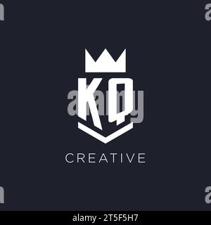 KQ logo with shield and crown, initial monogram logo design ideas Stock Vector