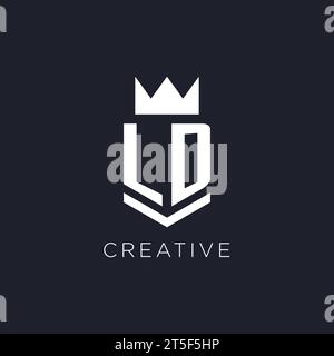 LD logo with shield and crown, initial monogram logo design ideas Stock Vector