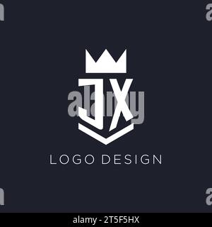 JX logo with shield and crown, initial monogram logo design ideas Stock Vector