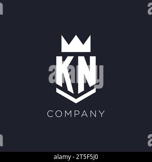 KN logo with shield and crown, initial monogram logo design ideas Stock Vector