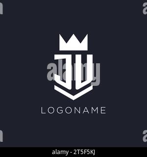JU logo with shield and crown, initial monogram logo design ideas Stock Vector