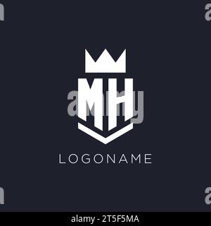 MH logo with shield and crown, initial monogram logo design ideas Stock Vector