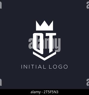 OT logo with shield and crown, initial monogram logo design ideas Stock Vector