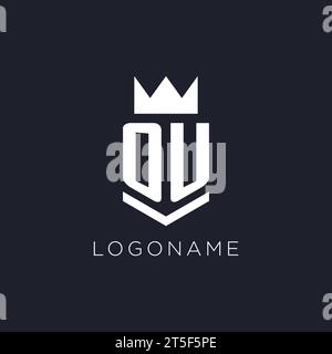 OU logo with shield and crown, initial monogram logo design ideas Stock Vector