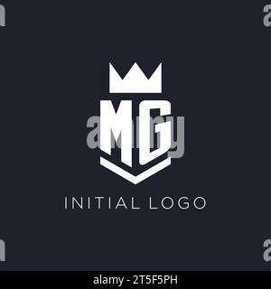 MG logo with shield and crown, initial monogram logo design ideas Stock Vector