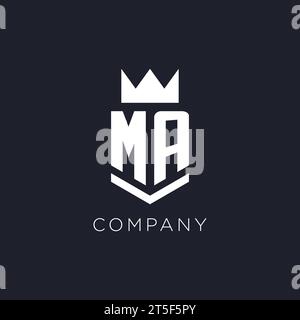 MA logo with shield and crown, initial monogram logo design ideas Stock Vector