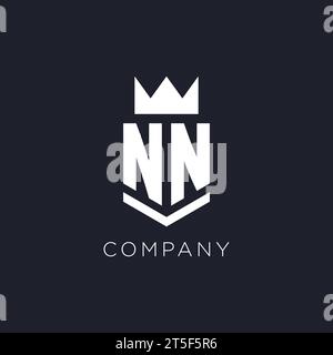 NN logo with shield and crown, initial monogram logo design ideas Stock Vector