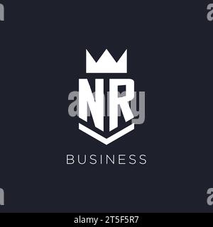 NR logo with shield and crown, initial monogram logo design ideas Stock Vector