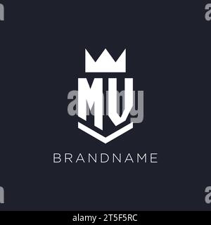 MV logo with shield and crown, initial monogram logo design ideas Stock Vector