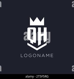 QH logo with shield and crown, initial monogram logo design ideas Stock Vector