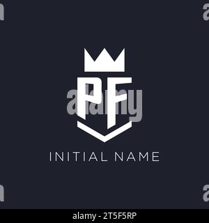PF logo with shield and crown, initial monogram logo design ideas Stock Vector