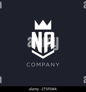 NA logo with shield and crown, initial monogram logo design ideas Stock Vector