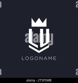 LU logo with shield and crown, initial monogram logo design ideas Stock Vector