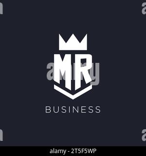 MR logo with shield and crown, initial monogram logo design ideas Stock Vector