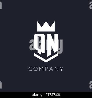 QN logo with shield and crown, initial monogram logo design ideas Stock Vector