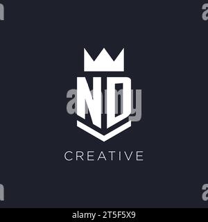 ND logo with shield and crown, initial monogram logo design ideas Stock Vector