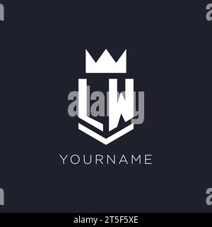 LW logo with shield and crown, initial monogram logo design ideas Stock Vector
