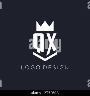 QX logo with shield and crown, initial monogram logo design ideas Stock Vector