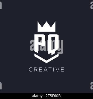PQ logo with shield and crown, initial monogram logo design ideas Stock Vector
