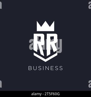 RR logo with shield and crown, initial monogram logo design ideas Stock Vector