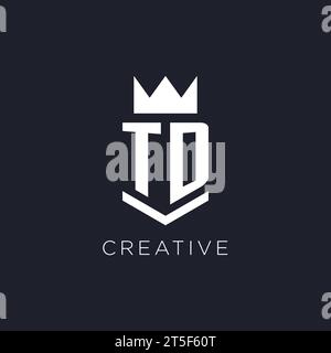 TD logo with shield and crown, initial monogram logo design ideas Stock Vector