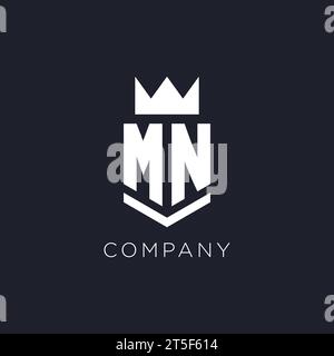 MN logo with shield and crown, initial monogram logo design ideas Stock Vector