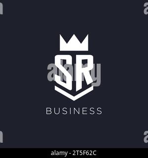 SR logo with shield and crown, initial monogram logo design ideas Stock Vector