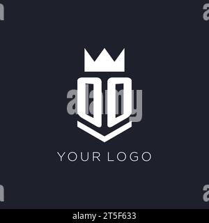 OO logo with shield and crown, initial monogram logo design ideas Stock Vector