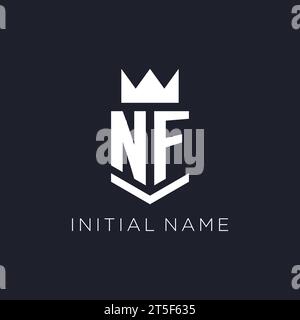 NF logo with shield and crown, initial monogram logo design ideas Stock Vector