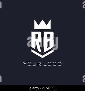 RB logo with shield and crown, initial monogram logo design ideas Stock Vector
