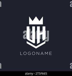 UH logo with shield and crown, initial monogram logo design ideas Stock Vector
