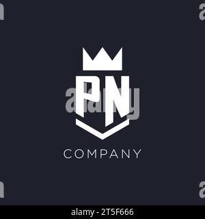 PN logo with shield and crown, initial monogram logo design ideas Stock Vector