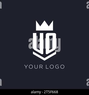 UO logo with shield and crown, initial monogram logo design ideas Stock Vector