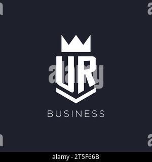 UR logo with shield and crown, initial monogram logo design ideas Stock Vector