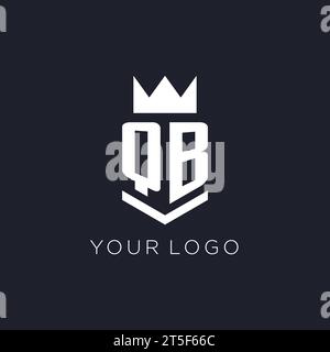 QB logo with shield and crown, initial monogram logo design ideas Stock Vector