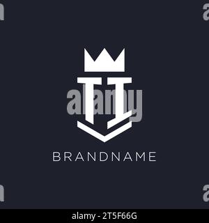 TI logo with shield and crown, initial monogram logo design ideas Stock Vector