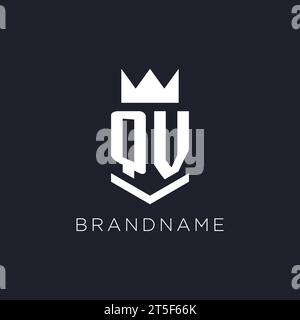 QV logo with shield and crown, initial monogram logo design ideas Stock Vector