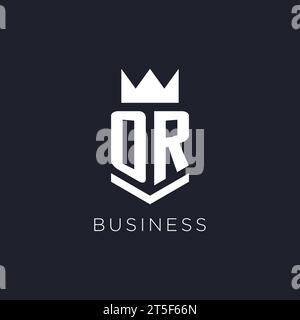 OR logo with shield and crown, initial monogram logo design ideas Stock Vector