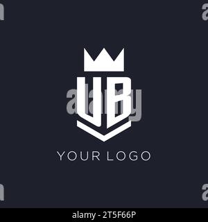 UB logo with shield and crown, initial monogram logo design ideas Stock Vector
