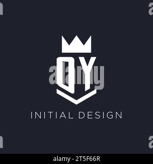OY logo with shield and crown, initial monogram logo design ideas Stock Vector