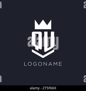 QU logo with shield and crown, initial monogram logo design ideas Stock Vector