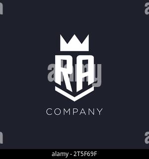 RA logo with shield and crown, initial monogram logo design ideas Stock Vector