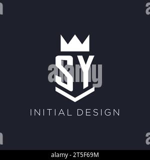 SY logo with shield and crown, initial monogram logo design ideas Stock Vector