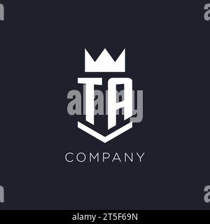 TA logo with shield and crown, initial monogram logo design ideas Stock Vector